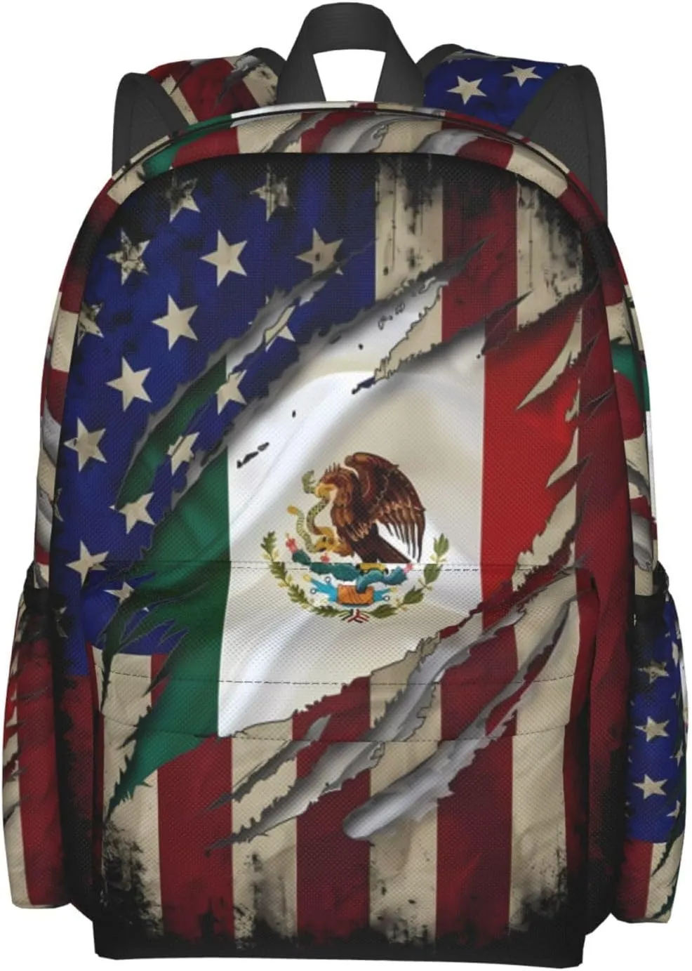 Proud Mexican American Flag Mexican Roots Laptop Backpack Work Travel Backpacks Business Rucksack Casual Outdoor Daypack with Adjustable Strap Bags for Sports Office Gym Hiking