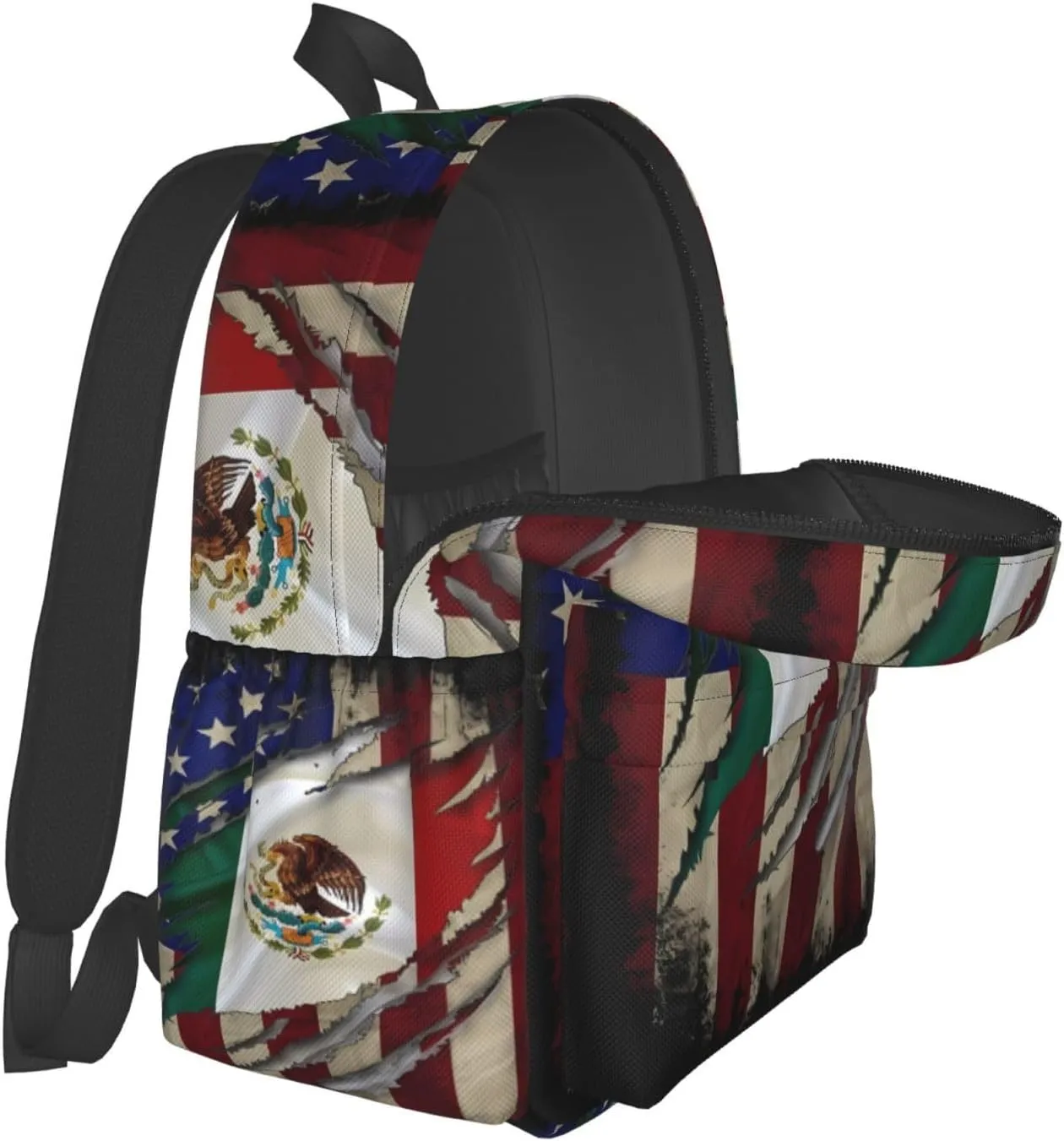 Proud Mexican American Flag Mexican Roots Laptop Backpack Work Travel Backpacks Business Rucksack Casual Outdoor Daypack with Adjustable Strap Bags for Sports Office Gym Hiking