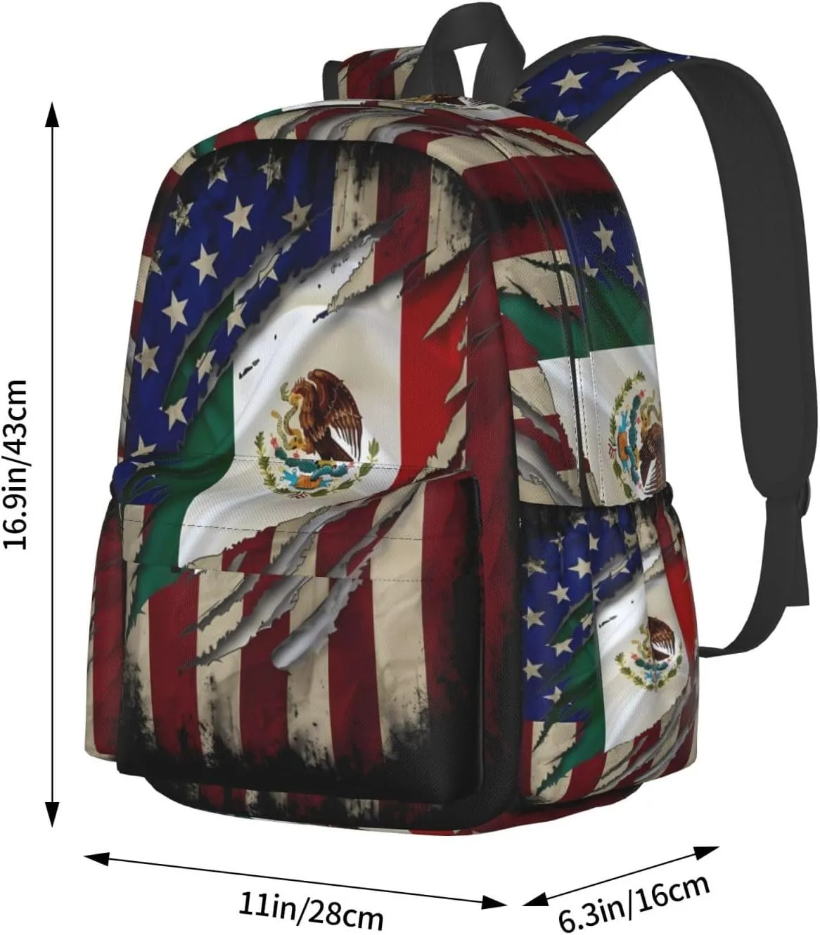 Proud Mexican American Flag Mexican Roots Laptop Backpack Work Travel Backpacks Business Rucksack Casual Outdoor Daypack with Adjustable Strap Bags for Sports Office Gym Hiking