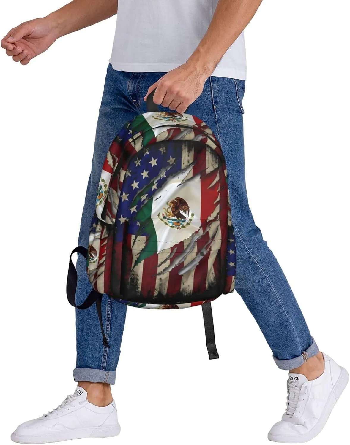 Proud Mexican American Flag Mexican Roots Laptop Backpack Work Travel Backpacks Business Rucksack Casual Outdoor Daypack with Adjustable Strap Bags for Sports Office Gym Hiking