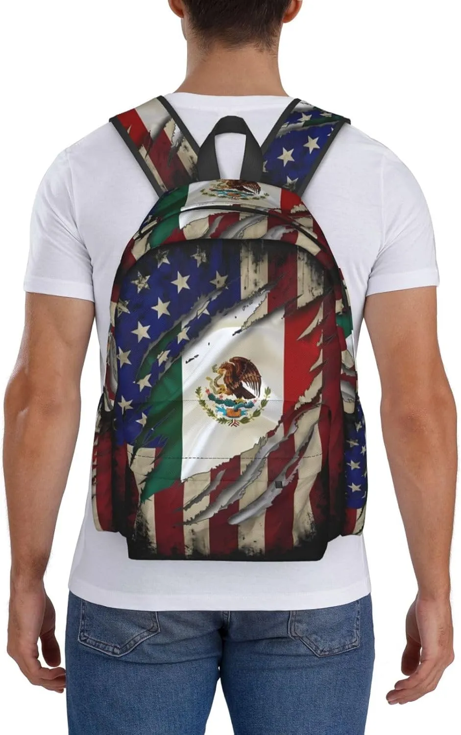 Proud Mexican American Flag Mexican Roots Laptop Backpack Work Travel Backpacks Business Rucksack Casual Outdoor Daypack with Adjustable Strap Bags for Sports Office Gym Hiking