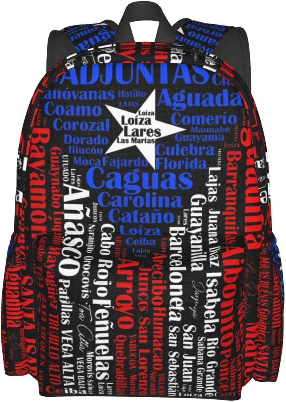 Puerto Rican Flag Towns Cities Of Puerto Rico Laptop Backpack Work Travel Backpacks Business Rucksack Casual Outdoor Daypack with Adjustable Strap Bags for Sports Office Gym Hiking