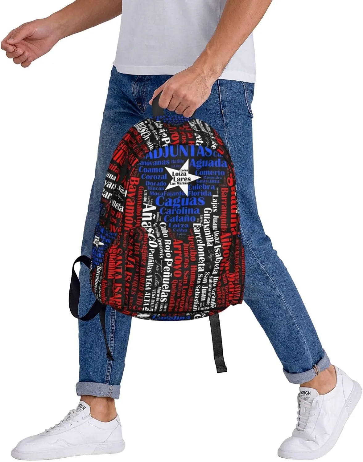 Puerto Rican Flag Towns Cities Of Puerto Rico Laptop Backpack Work Travel Backpacks Business Rucksack Casual Outdoor Daypack with Adjustable Strap Bags for Sports Office Gym Hiking
