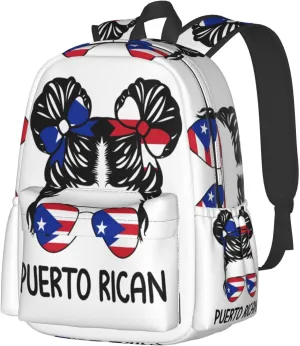 Puerto Rican Women Messy Hair Sunglasses Laptop Backpack Work Travel Backpacks Business Rucksack Casual Outdoor Daypack with Adjustable Strap Bags for Sports Office Gym Hiking