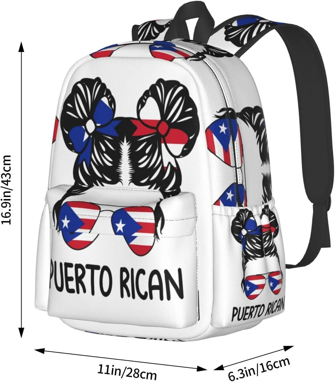 Puerto Rican Women Messy Hair Sunglasses Laptop Backpack Work Travel Backpacks Business Rucksack Casual Outdoor Daypack with Adjustable Strap Bags for Sports Office Gym Hiking
