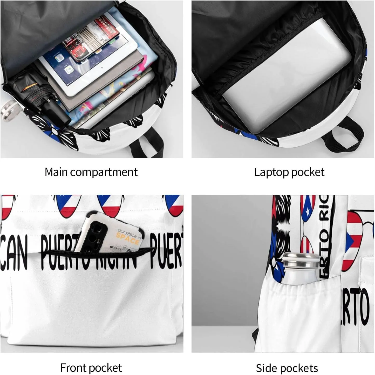 Puerto Rican Women Messy Hair Sunglasses Laptop Backpack Work Travel Backpacks Business Rucksack Casual Outdoor Daypack with Adjustable Strap Bags for Sports Office Gym Hiking