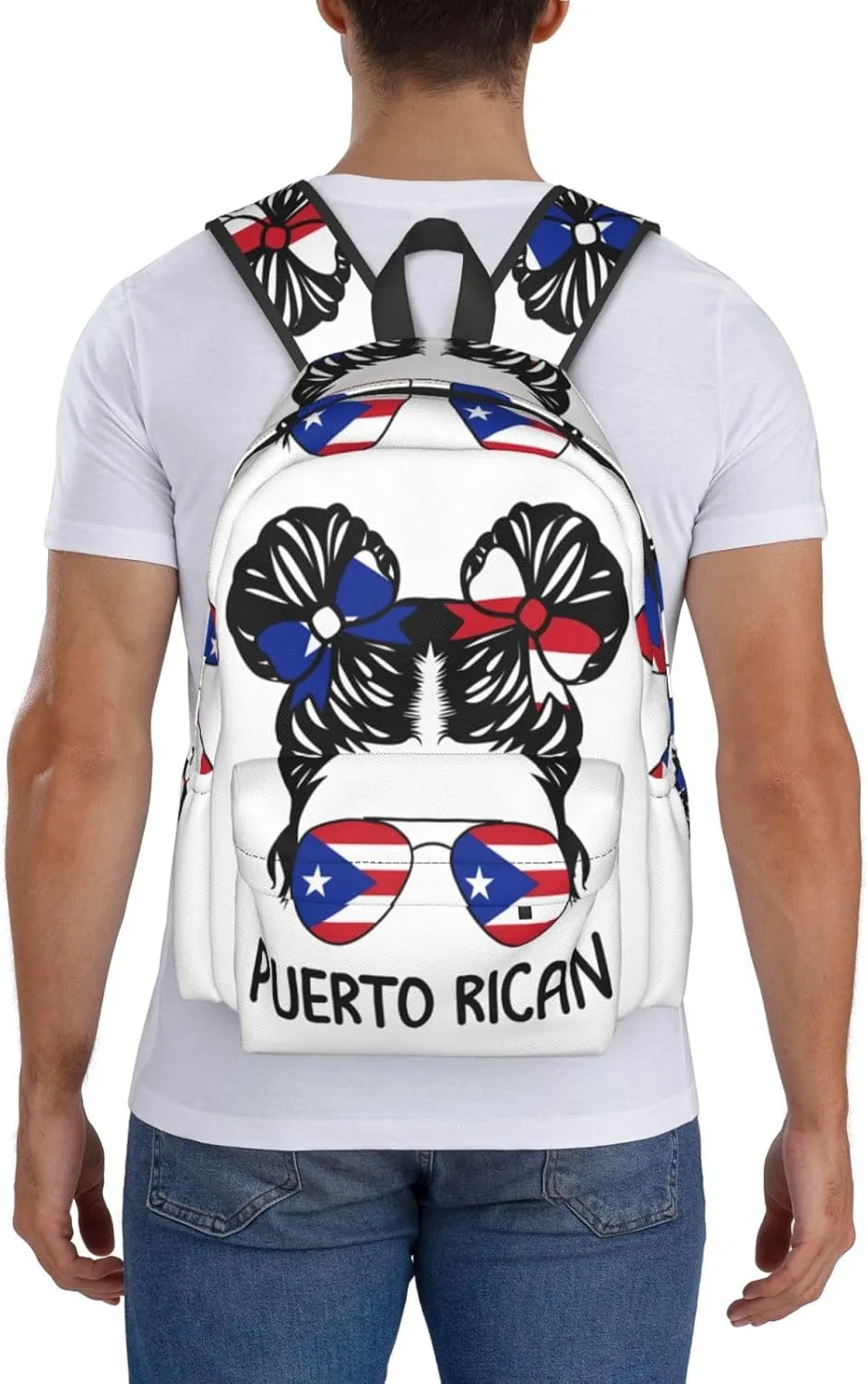 Puerto Rican Women Messy Hair Sunglasses Laptop Backpack Work Travel Backpacks Business Rucksack Casual Outdoor Daypack with Adjustable Strap Bags for Sports Office Gym Hiking