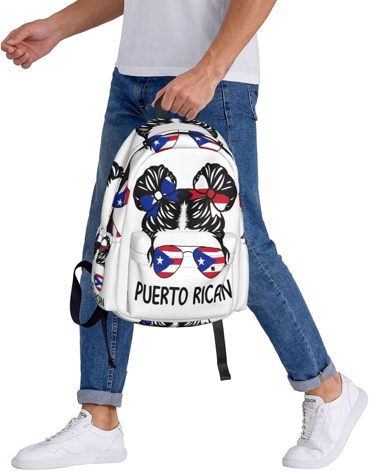Puerto Rican Women Messy Hair Sunglasses Laptop Backpack Work Travel Backpacks Business Rucksack Casual Outdoor Daypack with Adjustable Strap Bags for Sports Office Gym Hiking