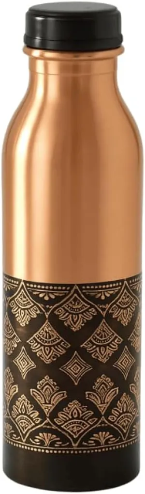 Pure Copper Water Bottle – 800ml / 27oz | Leak-Proof Ayurvedic Copper Bottle for Drinking Water | Handmade Design | BPA-Free