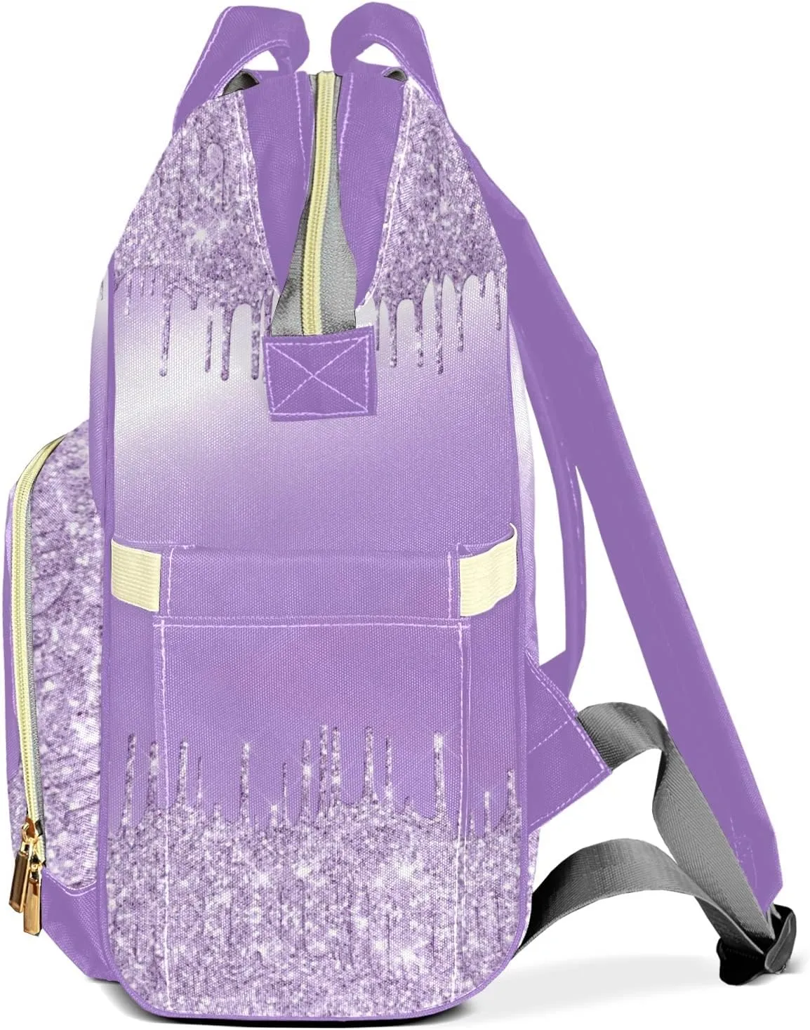 Purple Glitter Print Mummy Bags Custom with Name Personalized Diaper Bags Backpack Presents