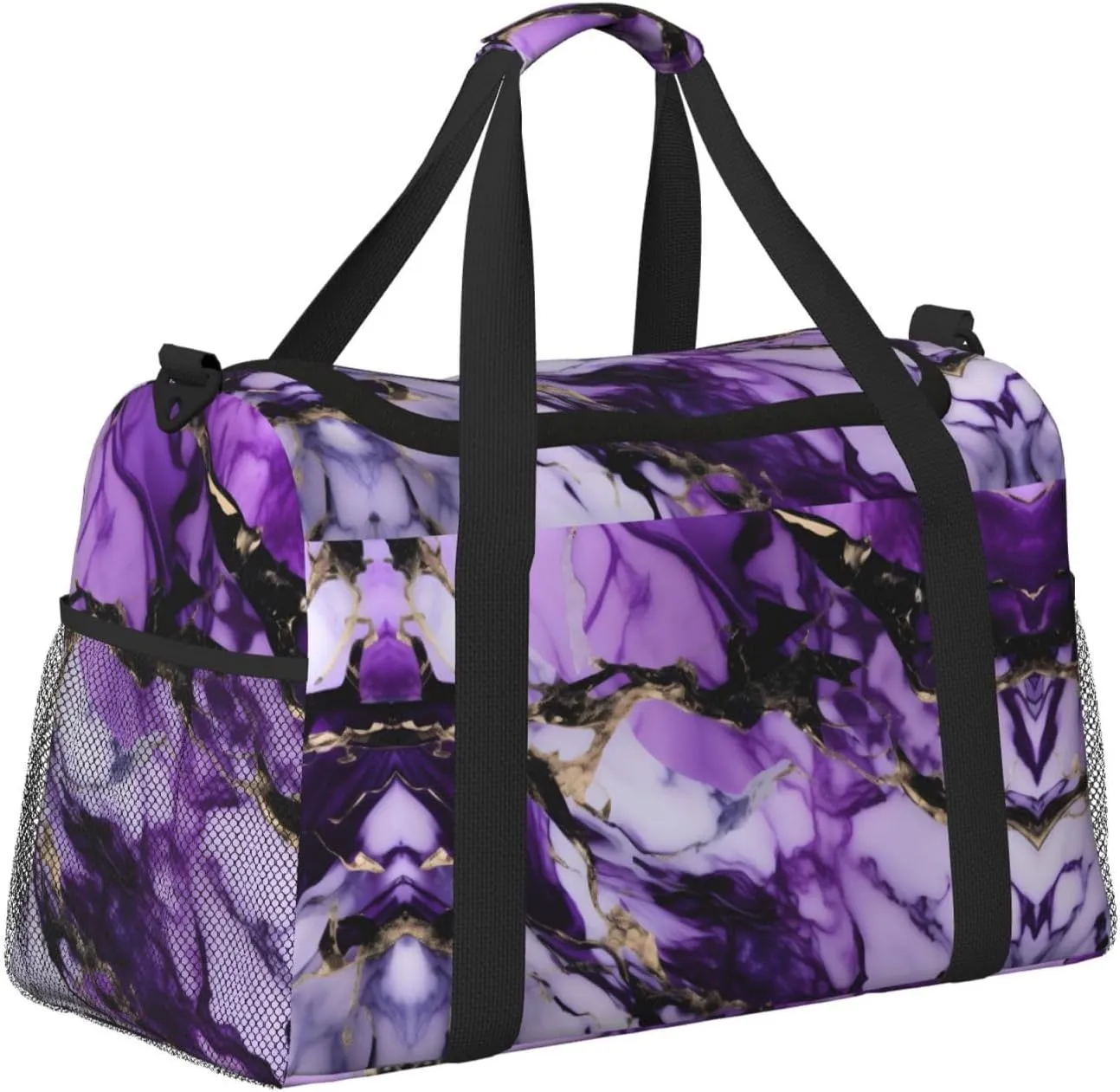 Purple Marble Travel Bag, Weekender Bags For Women Men For Outdoor Adventures, Ideal For Camping And Hiking