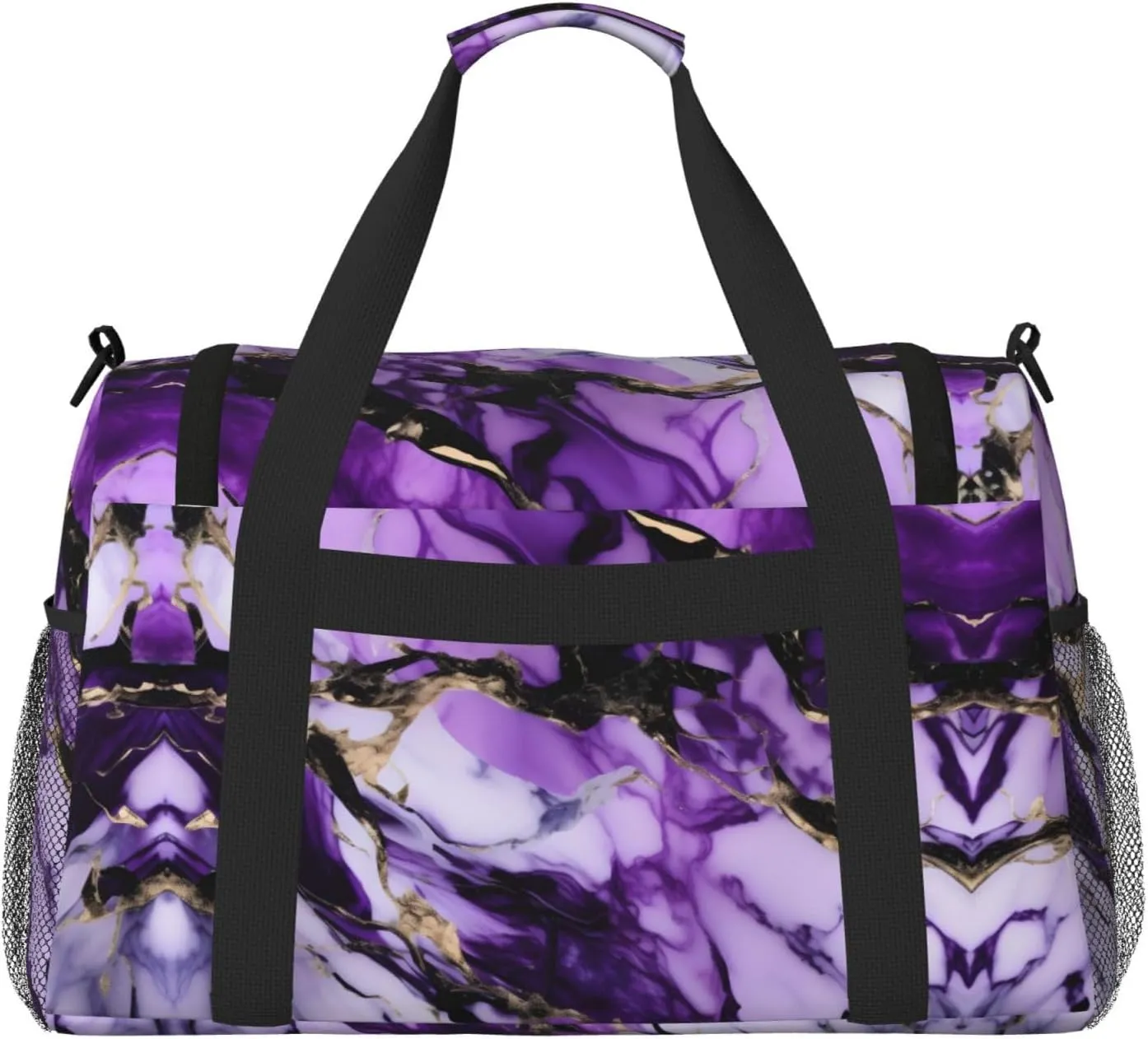 Purple Marble Travel Bag, Weekender Bags For Women Men For Outdoor Adventures, Ideal For Camping And Hiking