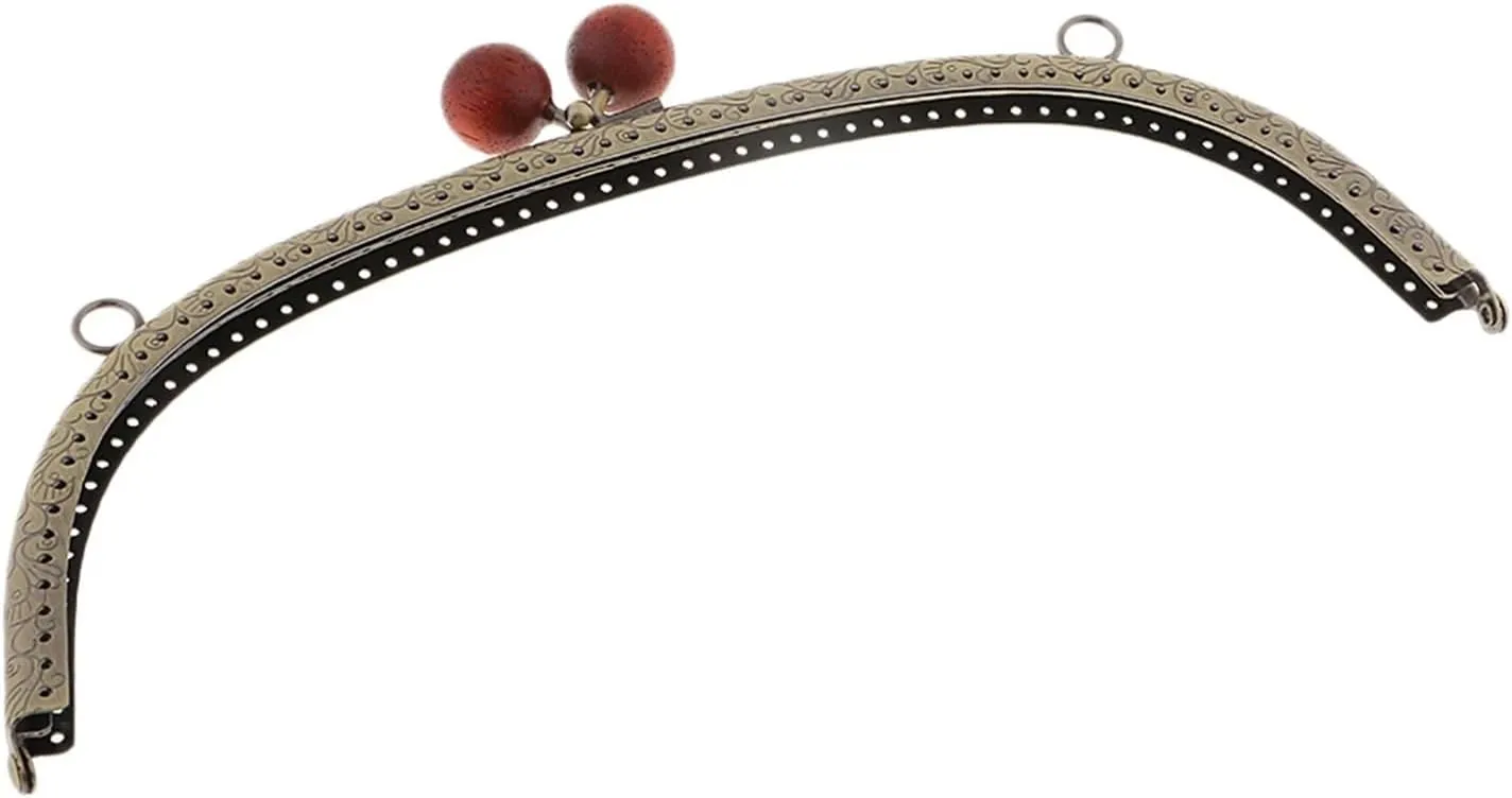 Purse Frame 24.5cm Metal Arch Frame Kiss Clasp Lock Bead Head for DIY Handbag Purse Coin Bags(Coffee)