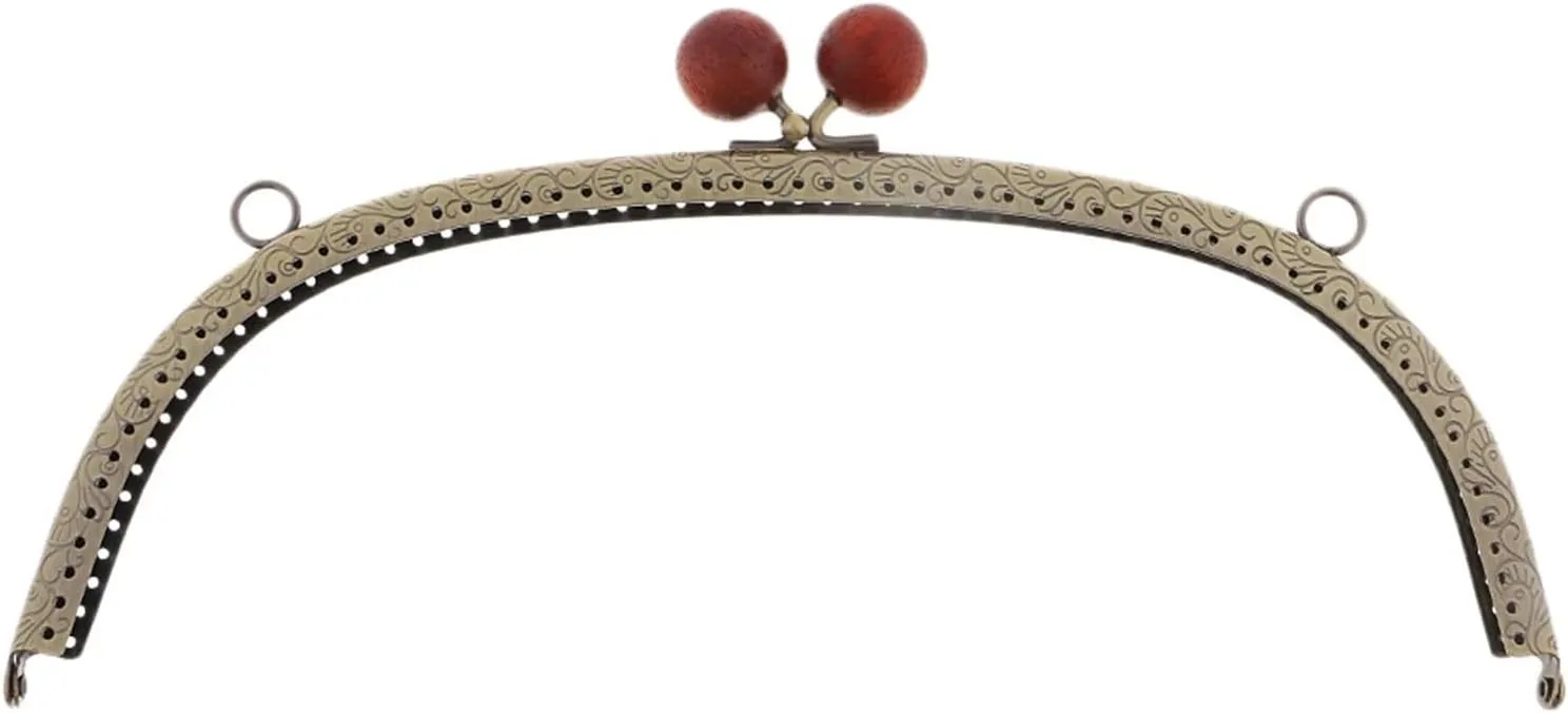 Purse Frame 24.5cm Metal Arch Frame Kiss Clasp Lock Bead Head for DIY Handbag Purse Coin Bags(Coffee)