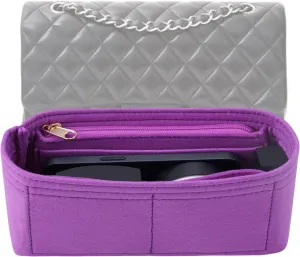 Purse Organizer Insert for Chanel Classic Flap Medium Bag Organizer Insert Handbag (Violet, Medium)
