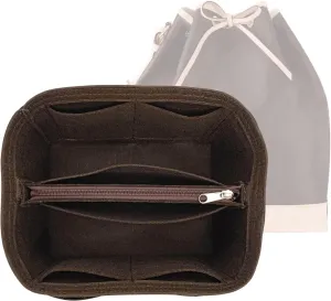 Purse Organizer Insert for LV Noe NM Bucket Bags,Tote Bag Organizer with zipper insert (Brown, Medium)