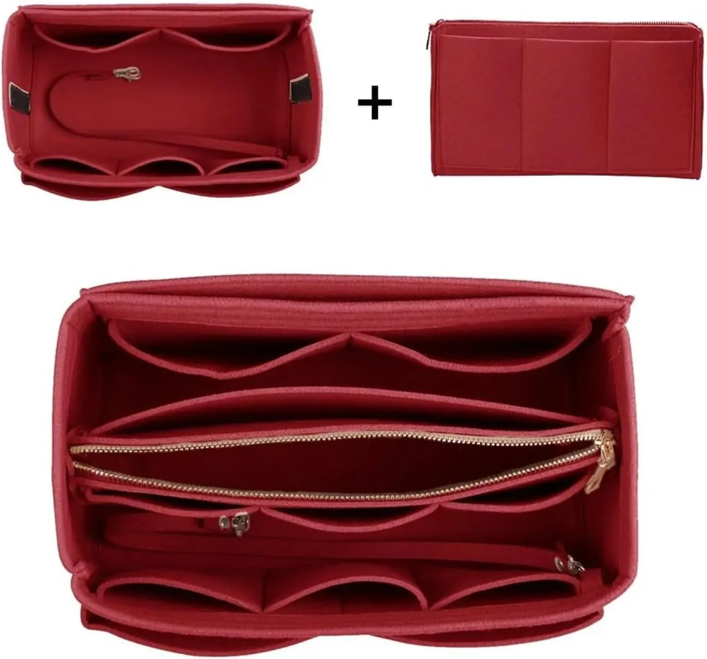Purse Organizer Insert Make Up Organizer Insert Bag For Handbag, Felt Bag With Zipper, Travel Inner Purse, Fit Cosmetic Bags(Color-B1,30x16x16cm)