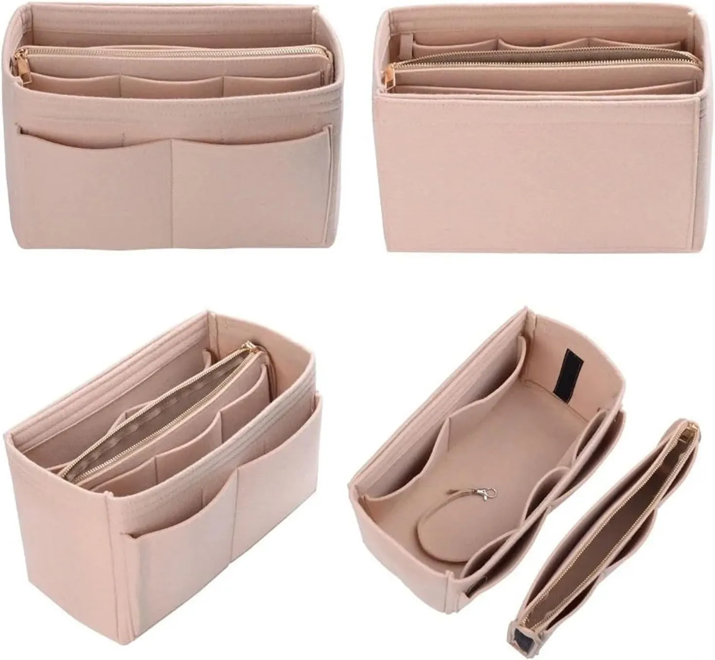 Purse Organizer Insert Make Up Organizer Insert Bag For Handbag, Felt Bag With Zipper, Travel Inner Purse, Fit Cosmetic Bags(Color-B1,30x16x16cm)