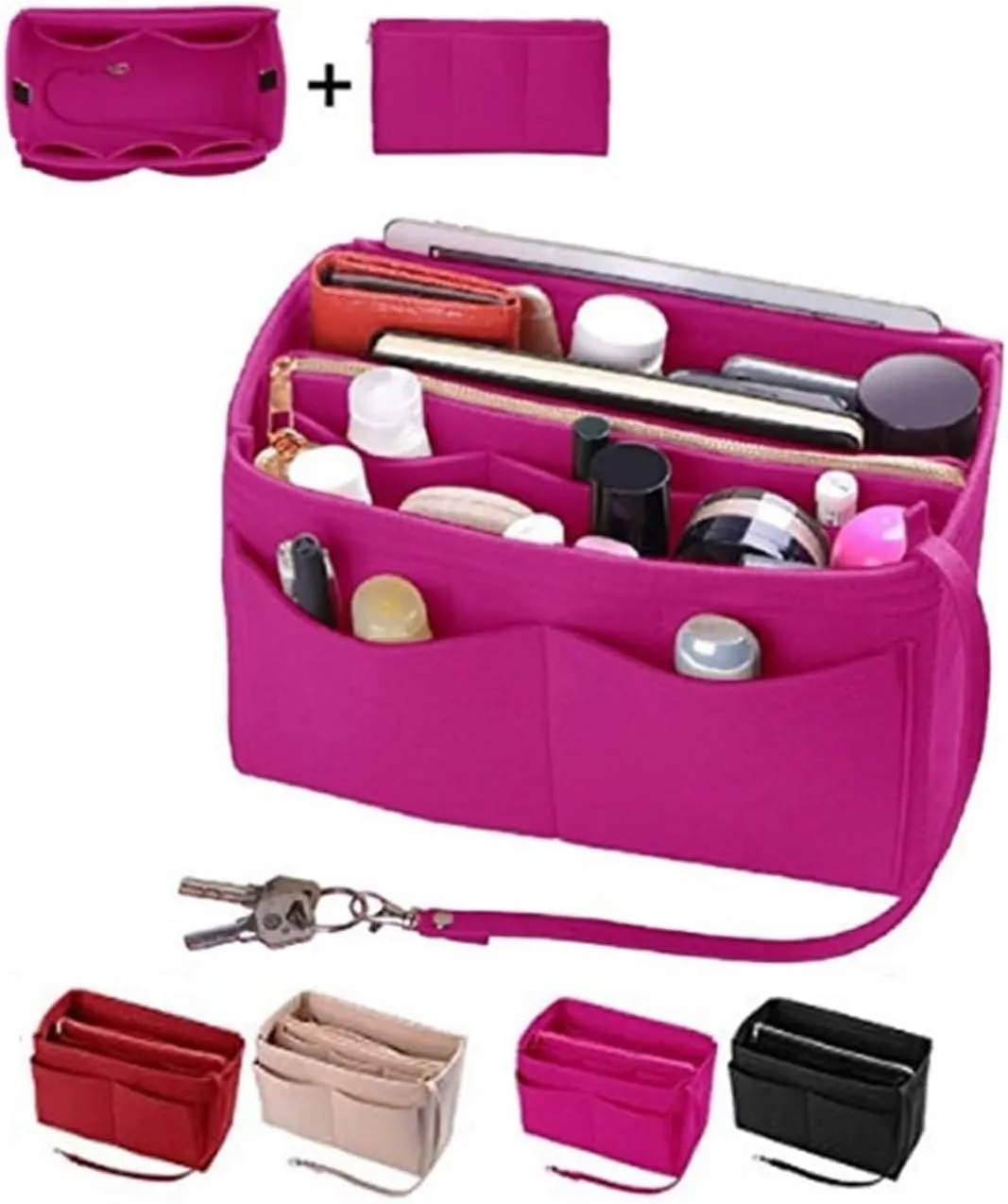 Purse Organizer Insert Make Up Organizer Insert Bag For Handbag, Felt Bag With Zipper, Travel Inner Purse, Fit Cosmetic Bags(Color-B1,30x16x16cm)