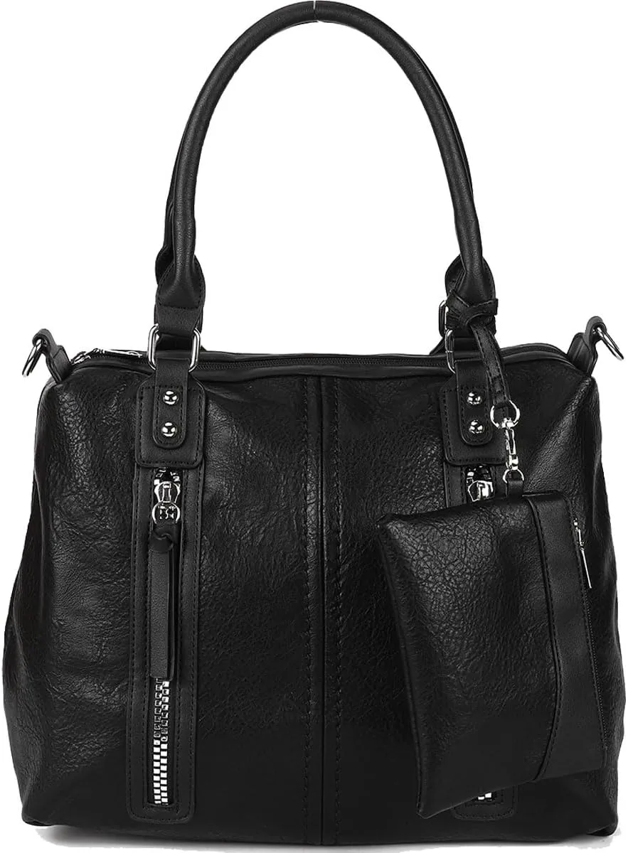 Purses and Handbags for Women PU Leather Fashion Tote Bag Large Shoulder Bag Top Handle Satchel Purse Set 2pcs