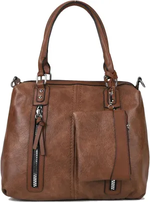 Purses and Handbags for Women PU Leather Fashion Tote Bag Large Shoulder Bag Top Handle Satchel Purse Set 2pcs