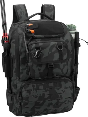 Pyrrhus 40L Fishing Backpack with Rod Holders & Insulated Cooler Compartment, Camping Cooler Tackle Storage for Anglers