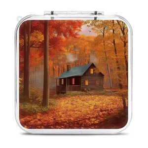 QMNBTES Autumn Woods Cabin Switch Game Case Switch Game Holder Cartridge Case Storage 12 Games & 2 Micro Sd Card Slots, Travel Carry Cases, Portable Games Card Storage, Hard Shell, Buckle Closure