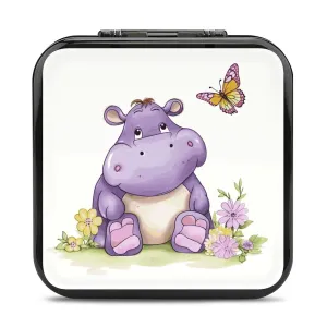 QMNBTES Butterfly And Hippo Switch Game Case Switch Game Holder Cartridge Case Storage 24 Games & 2 Micro Sd Card Slots, Travel Carry Cases, Portable Games Card Storage, Hard Shell, Buckle Closure