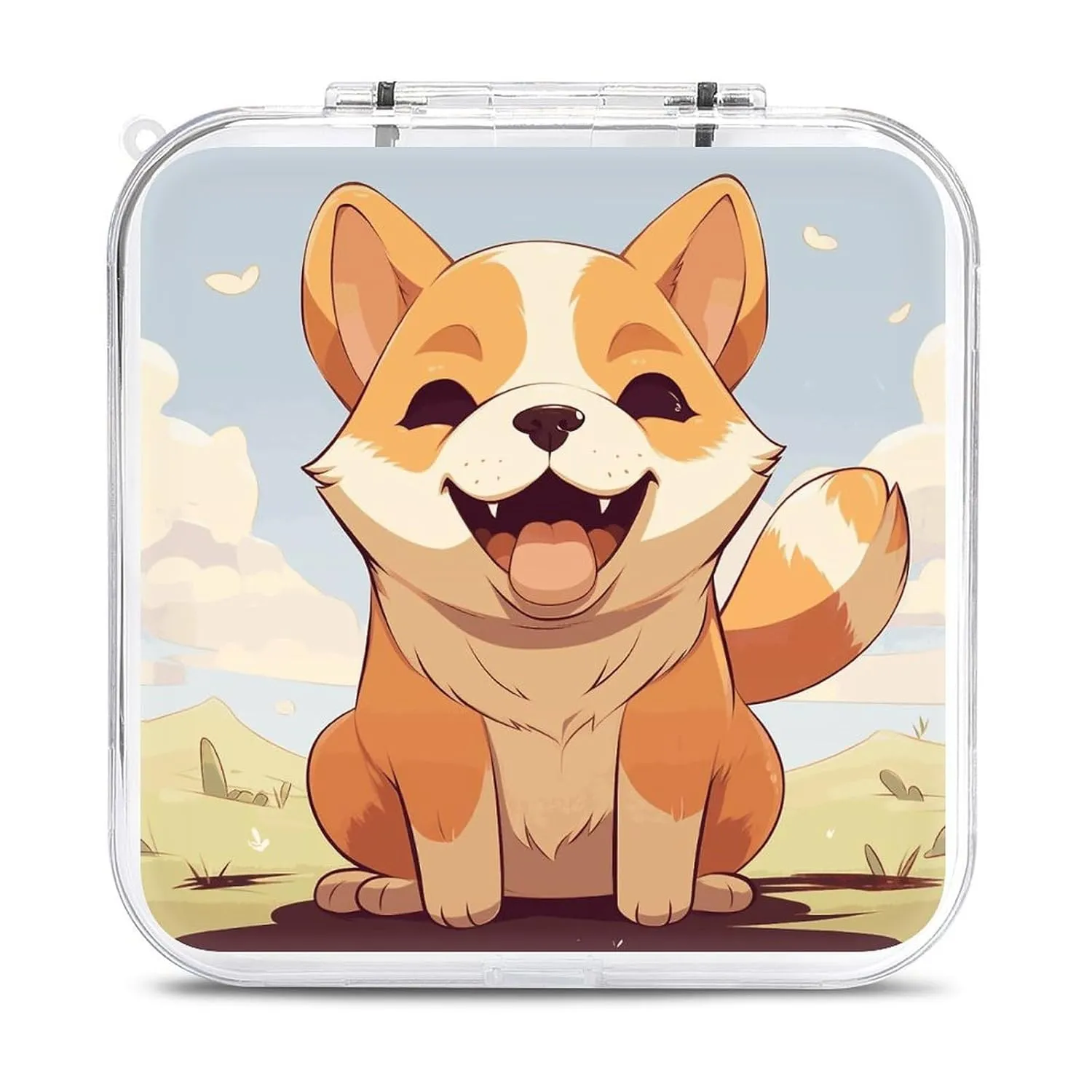 QMNBTES Cartoon Shiba Inu Dog Switch Game Case Switch Game Holder Cartridge Case Storage 12 Games & 2 Micro Sd Card Slots, Travel Carry Cases, Portable Games Card Storage, Hard Shell, Buckle Closure