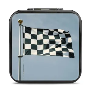 QMNBTES Checkered Flag Racing Switch Game Case Switch Game Holder Cartridge Case Storage 24 Games & 2 Micro Sd Card Slots, Travel Carry Cases, Portable Games Card Storage, Hard Shell, Buckle Closure