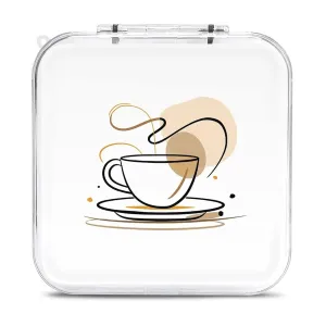 QMNBTES Coffee Line Drawing Switch Game Case Switch Game Holder Cartridge Case Storage 12 Games & 2 Micro Sd Card Slots, Travel Carry Cases, Portable Games Card Storage, Hard Shell, Buckle Closure