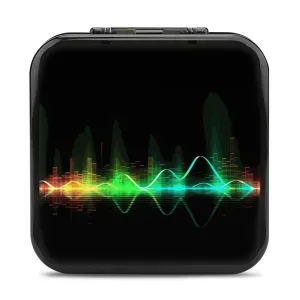 QMNBTES Cool Music Sound Wave Switch Game Case Switch Game Holder Cartridge Case Storage 24 Games & 2 Micro Sd Card Slots, Travel Carry Cases, Portable Games Card Storage, Hard Shell, Buckle Closure