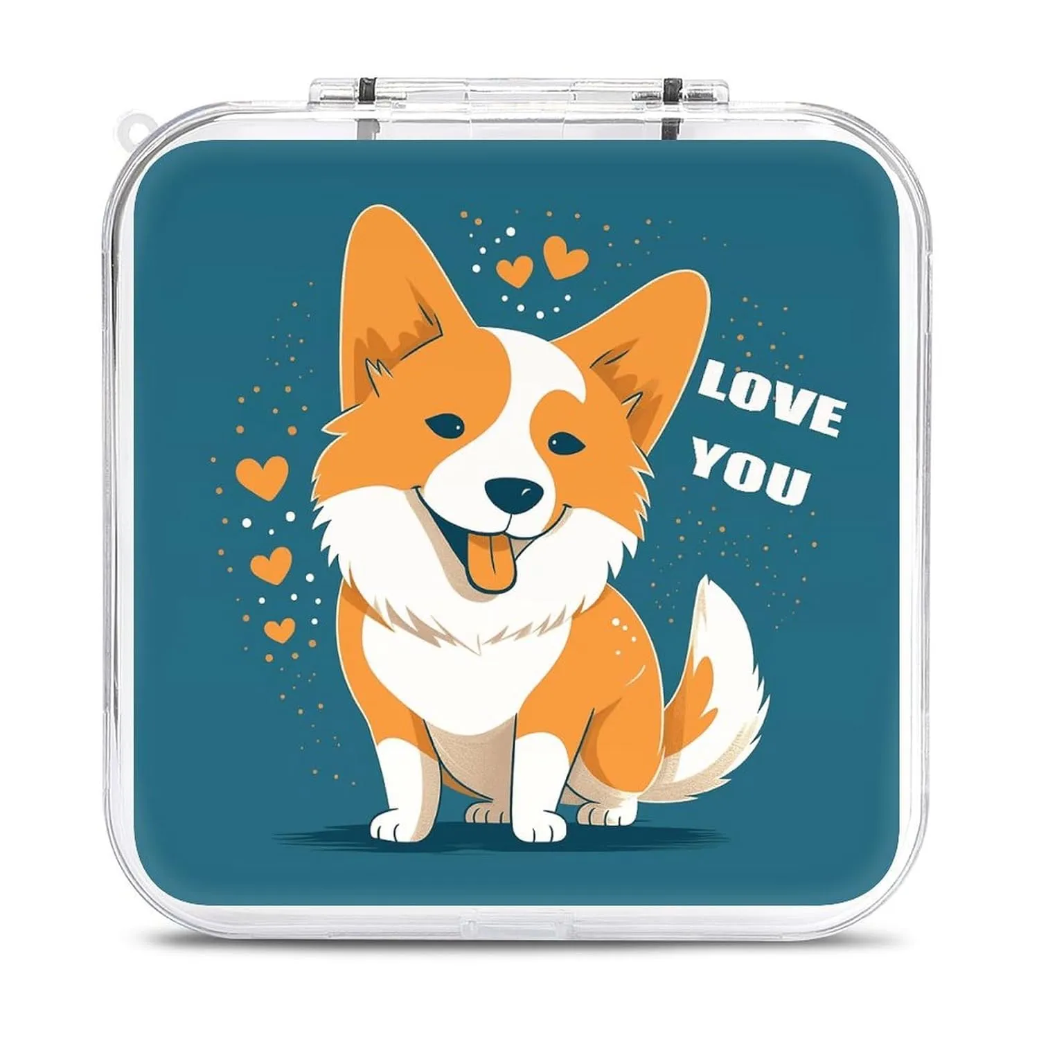 QMNBTES Corgi I Love You Switch Game Case Switch Game Holder Cartridge Case Storage 12 Games & 2 Micro Sd Card Slots, Travel Carry Cases, Portable Games Card Storage, Hard Shell, Buckle Closure