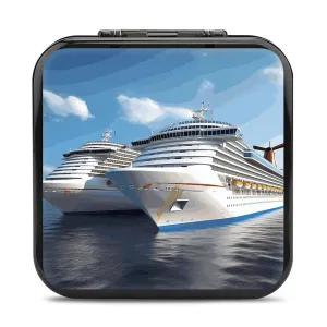 QMNBTES Cruise Ship Switch Game Case Switch Game Holder Cartridge Case Storage 24 Games & 2 Micro Sd Card Slots, Travel Carry Cases, Portable Games Card Storage, Hard Shell, Buckle Closure