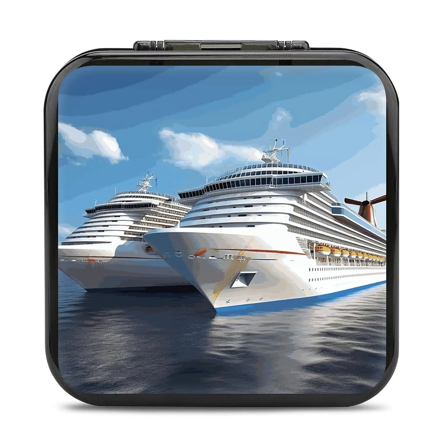 QMNBTES Cruise Ship Switch Game Case Switch Game Holder Cartridge Case Storage 24 Games & 2 Micro Sd Card Slots, Travel Carry Cases, Portable Games Card Storage, Hard Shell, Buckle Closure