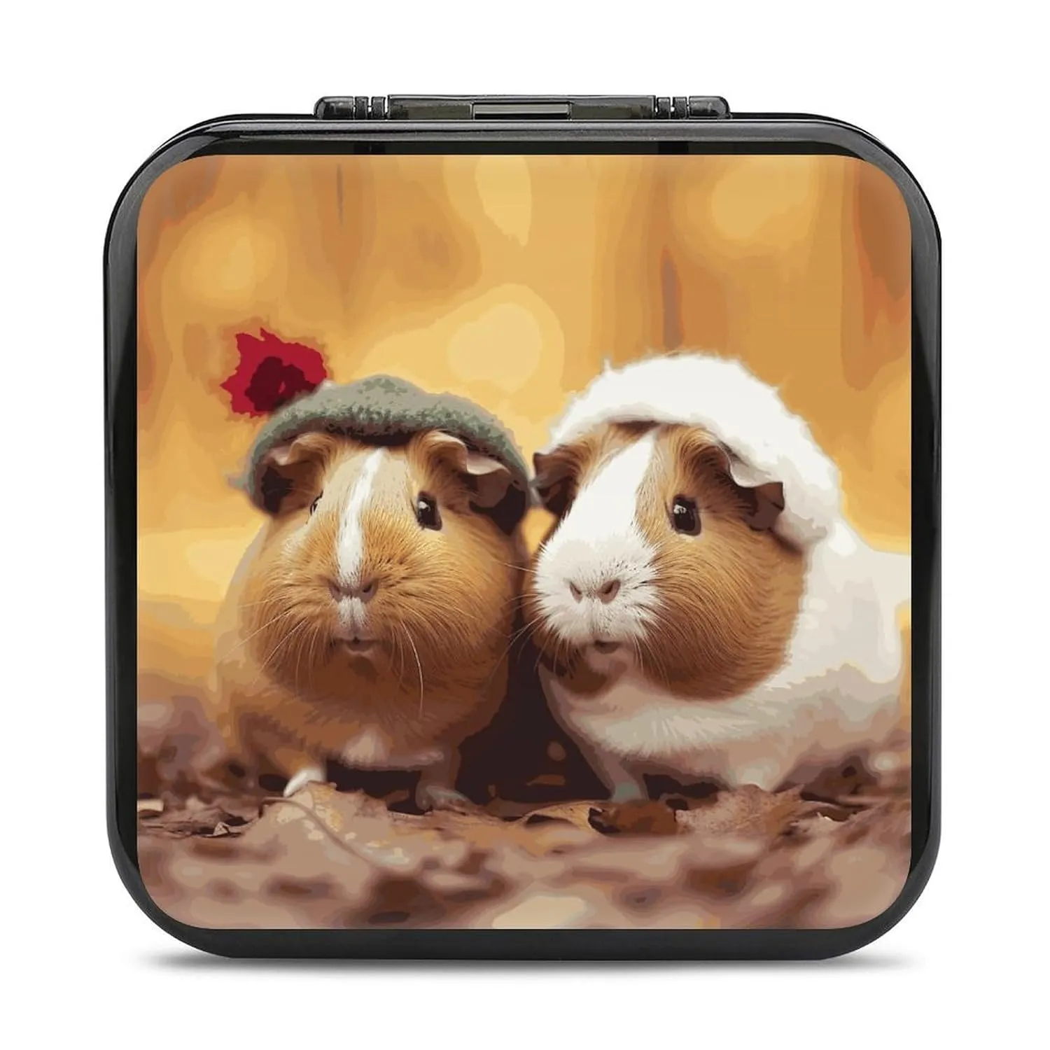 QMNBTES Cute Guinea Pigs Switch Game Case Switch Game Holder Cartridge Case Storage 24 Games & 2 Micro Sd Card Slots, Travel Carry Cases, Portable Games Card Storage, Hard Shell, Buckle Closure
