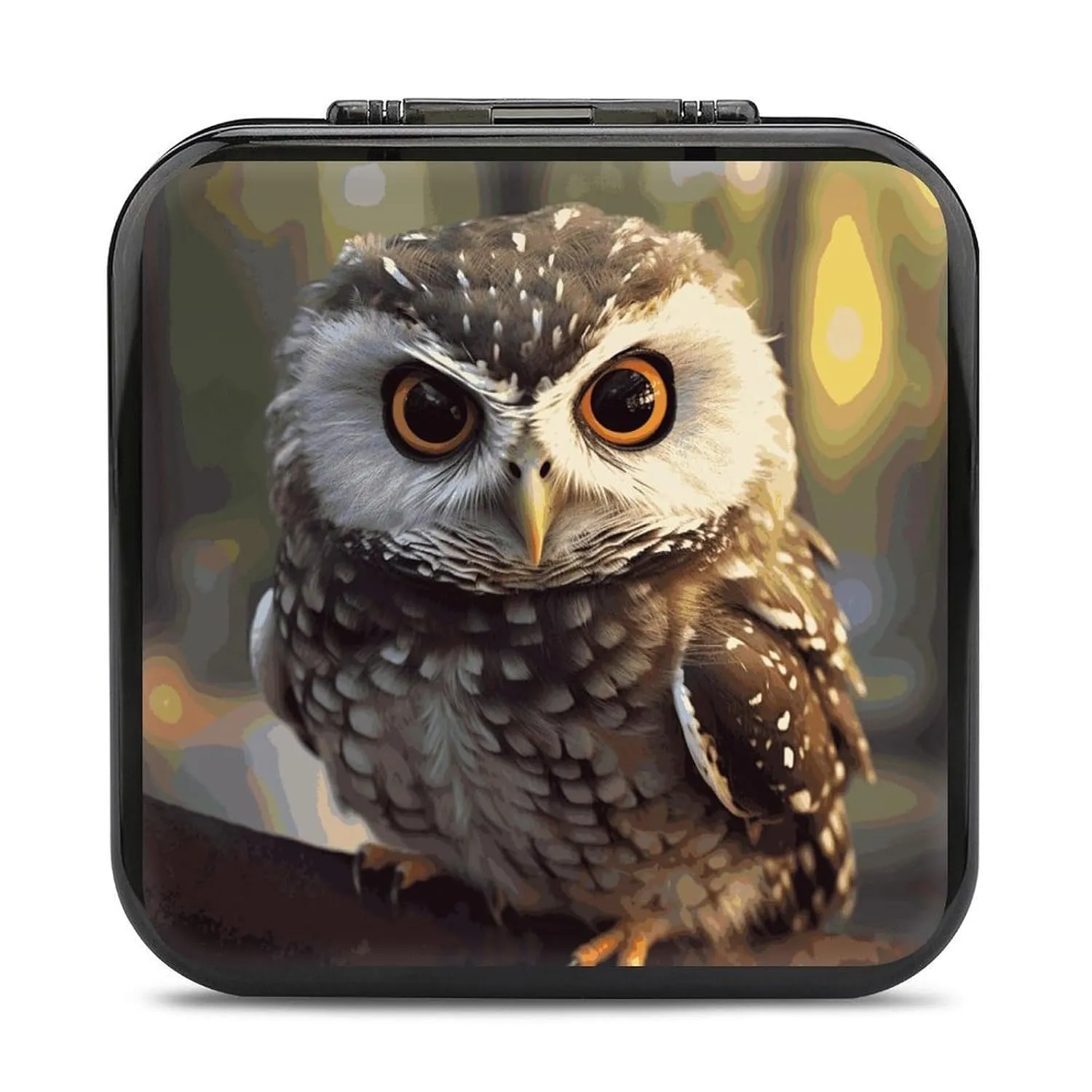 QMNBTES Cute Owl Switch Game Case Switch Game Holder Cartridge Case Storage 24 Games & 2 Micro Sd Card Slots, Travel Carry Cases, Portable Games Card Storage, Hard Shell, Buckle Closure