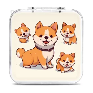QMNBTES Cute Shiba Inu Dog Switch Game Case Switch Game Holder Cartridge Case Storage 12 Games & 2 Micro Sd Card Slots, Travel Carry Cases, Portable Games Card Storage, Hard Shell, Buckle Closure