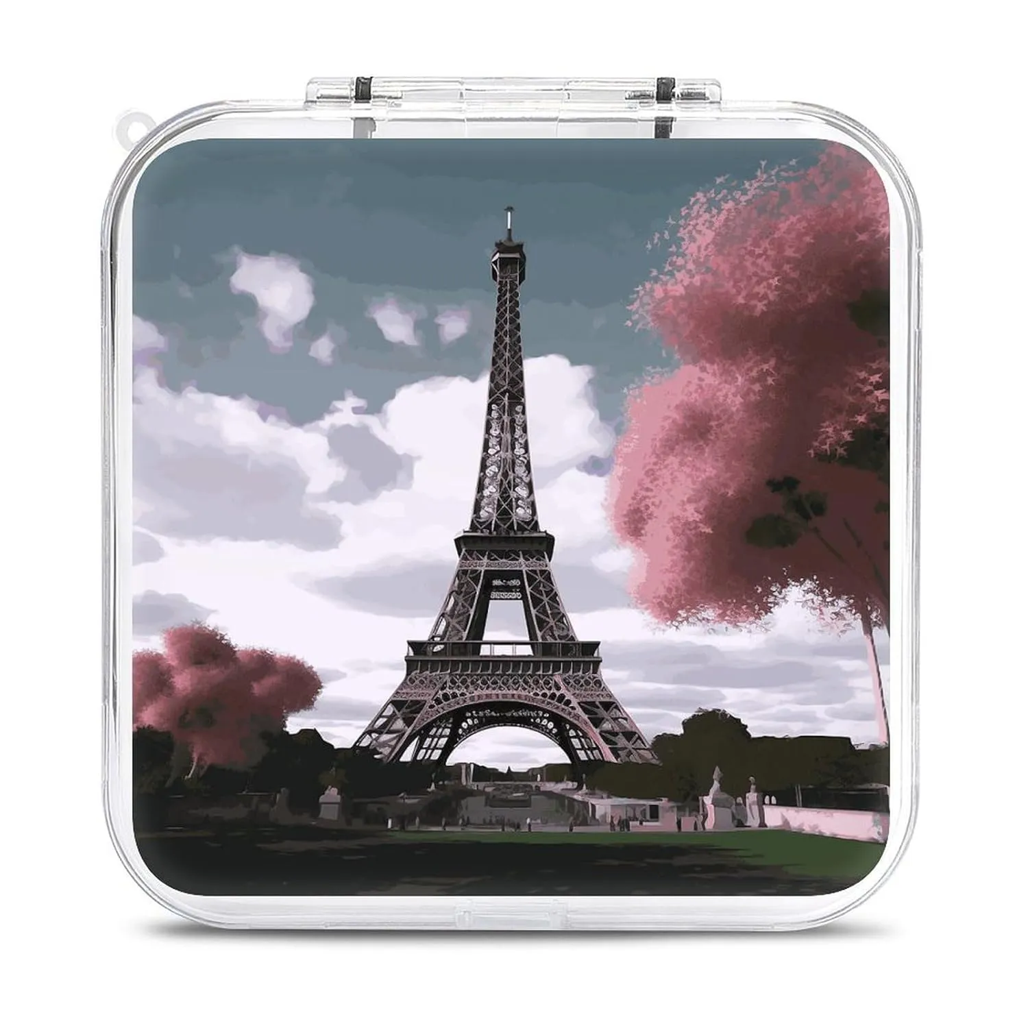 QMNBTES Eiffel Tower Switch Game Case Switch Game Holder Cartridge Case Storage 12 Games & 2 Micro Sd Card Slots, Travel Carry Cases, Portable Games Card Storage, Hard Shell, Buckle Closure