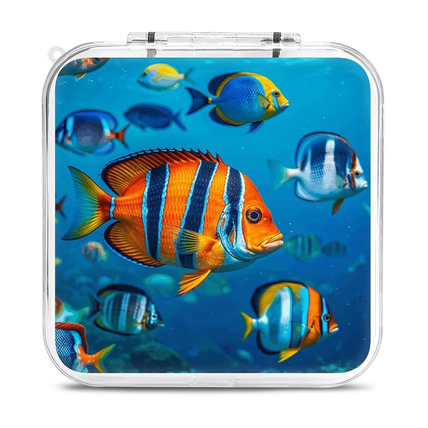 QMNBTES Fishes Switch Game Case Switch Game Holder Cartridge Case Storage 12 Games & 2 Micro Sd Card Slots, Travel Carry Cases, Portable Games Card Storage, Hard Shell, Buckle Closure