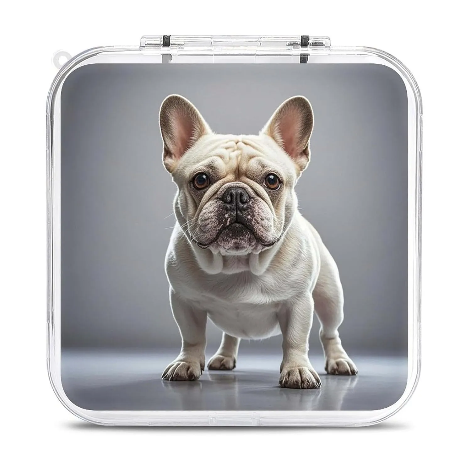 QMNBTES French Bulldog Switch Game Case Switch Game Holder Cartridge Case Storage 12 Games & 2 Micro Sd Card Slots, Travel Carry Cases, Portable Games Card Storage, Hard Shell, Buckle Closure