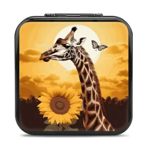 QMNBTES Giraffe And Sunflower Switch Game Case Switch Game Holder Cartridge Case Storage 24 Games & 2 Micro Sd Card Slots, Travel Carry Cases, Portable Games Card Storage, Hard Shell, Buckle Closure