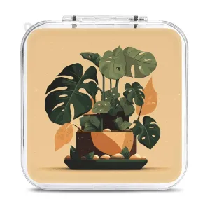 QMNBTES Gray Monstera Plant Switch Game Case Switch Game Holder Cartridge Case Storage 12 Games & 2 Micro Sd Card Slots, Travel Carry Cases, Portable Games Card Storage, Hard Shell, Buckle Closure