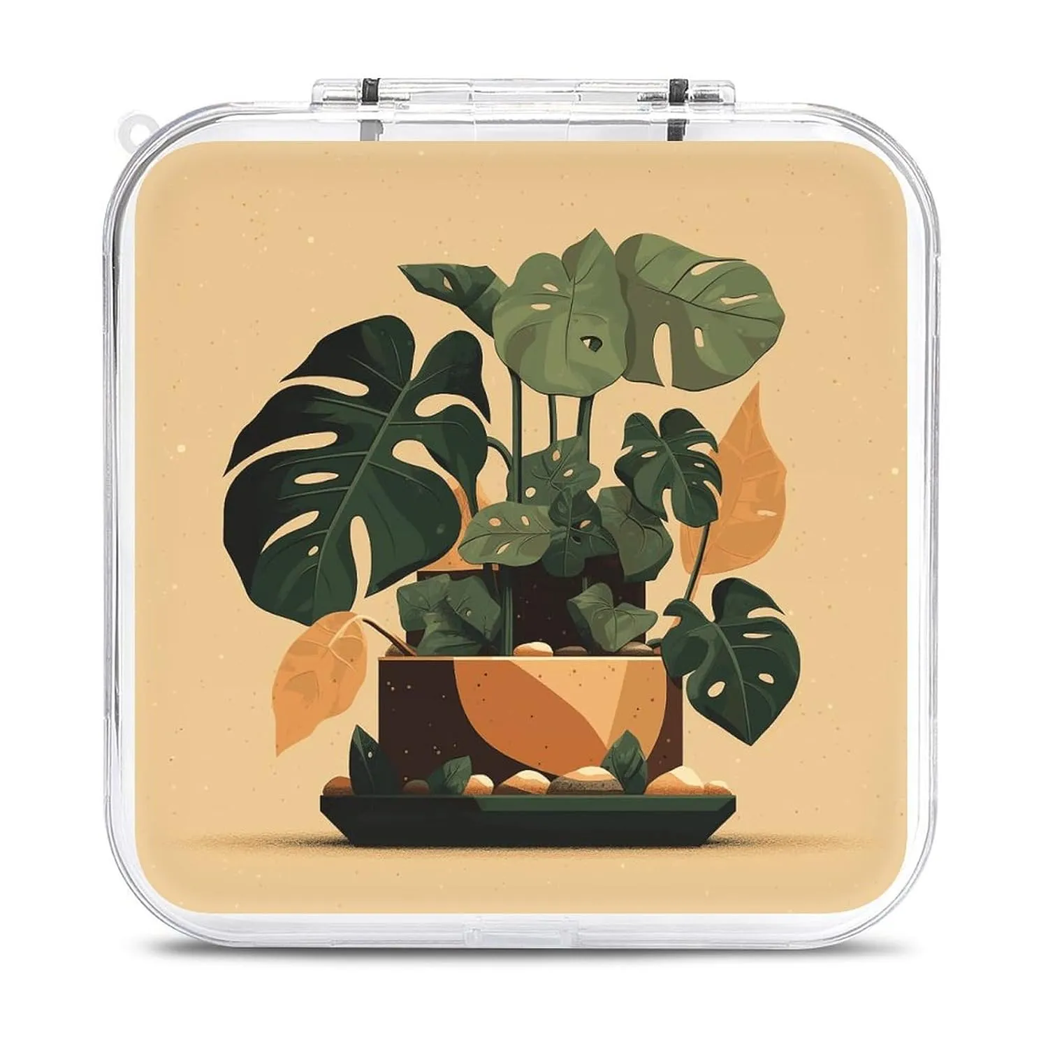 QMNBTES Gray Monstera Plant Switch Game Case Switch Game Holder Cartridge Case Storage 12 Games & 2 Micro Sd Card Slots, Travel Carry Cases, Portable Games Card Storage, Hard Shell, Buckle Closure