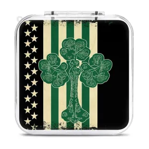 QMNBTES Irish Flag Switch Game Case Switch Game Holder Cartridge Case Storage 12 Games & 2 Micro Sd Card Slots, Travel Carry Cases, Portable Games Card Storage, Hard Shell, Buckle Closure