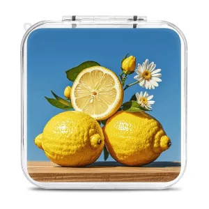 QMNBTES Lemon And Flower Switch Game Case Switch Game Holder Cartridge Case Storage 12 Games & 2 Micro Sd Card Slots, Travel Carry Cases, Portable Games Card Storage, Hard Shell, Buckle Closure