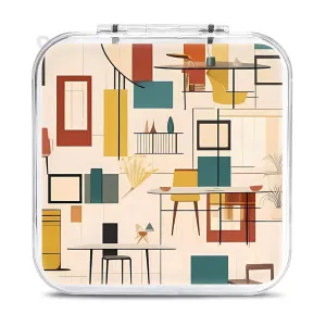 QMNBTES Mid Century Modern Switch Game Case Switch Game Holder Cartridge Case Storage 12 Games & 2 Micro Sd Card Slots, Travel Carry Cases, Portable Games Card Storage, Hard Shell, Buckle Closure
