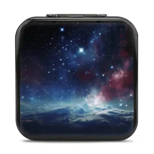 QMNBTES Night Sky Outer Space Switch Game Case Switch Game Holder Cartridge Case Storage 24 Games & 2 Micro Sd Card Slots, Travel Carry Cases, Portable Games Card Storage, Hard Shell, Buckle Closure