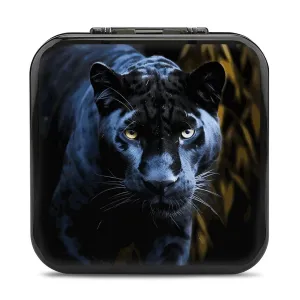 QMNBTES Panther With Blue Eyes Switch Game Case Switch Game Holder Cartridge Case Storage 24 Games & 2 Micro Sd Card Slots, Travel Carry Cases, Portable Games Card Storage, Hard Shell, Buckle Closure