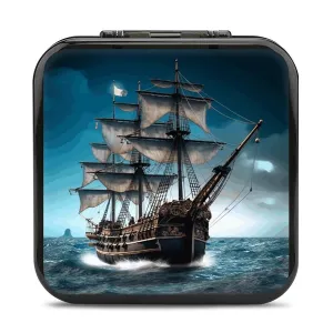 QMNBTES Pirate Ship Switch Game Case Switch Game Holder Cartridge Case Storage 24 Games & 2 Micro Sd Card Slots, Travel Carry Cases, Portable Games Card Storage, Hard Shell, Buckle Closure